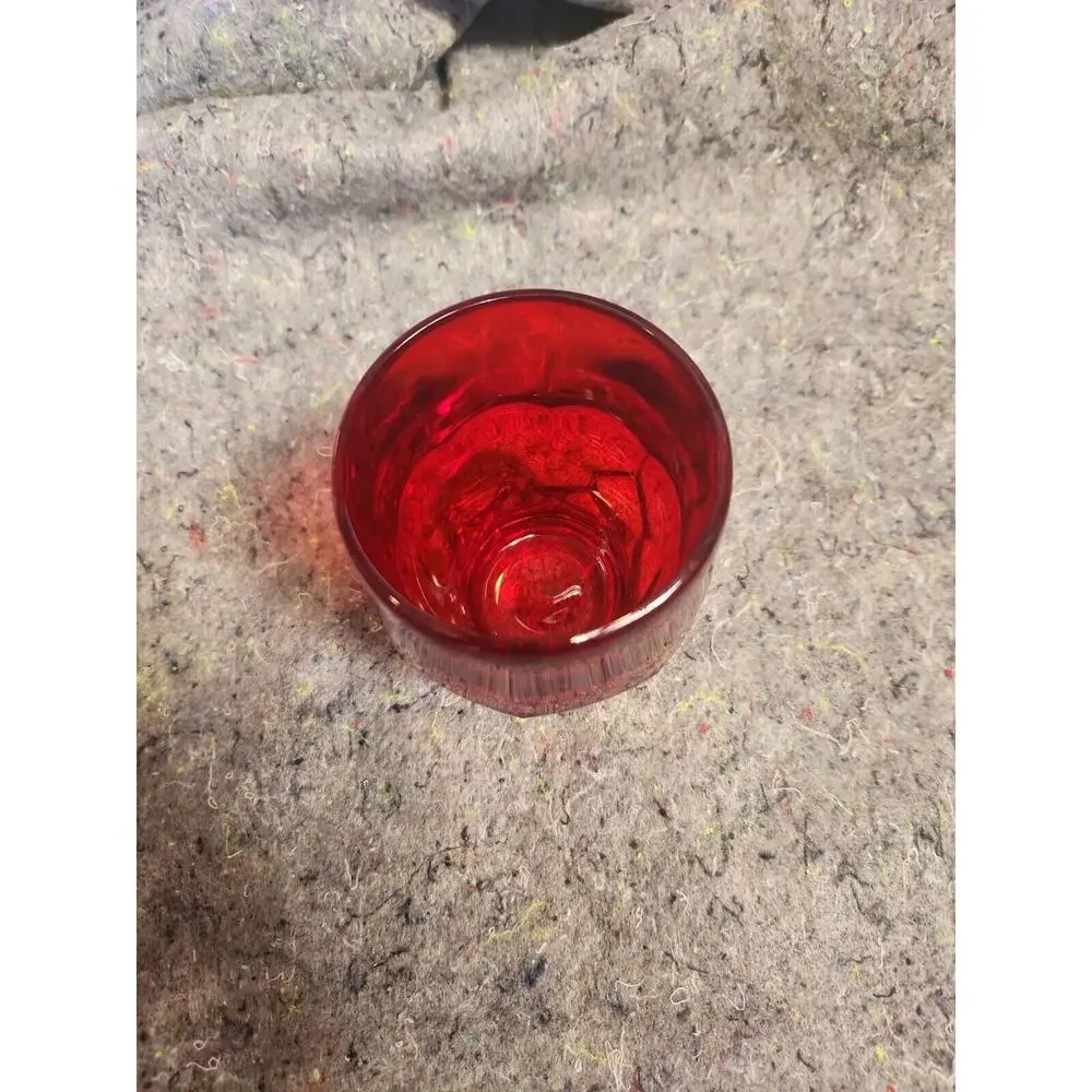 Vtg Viking Glass Ruby Red Georgian Honeycomb Drinking Glass